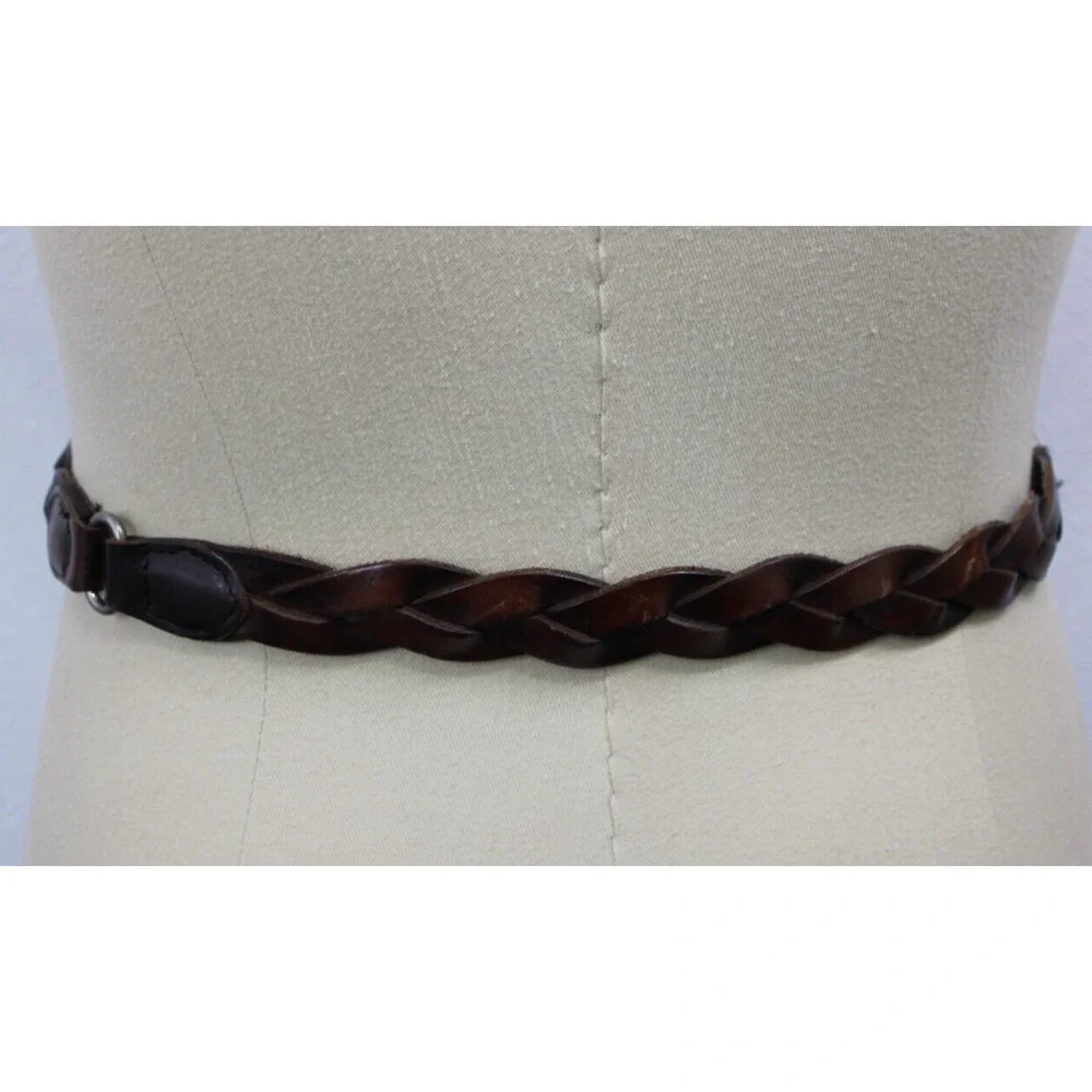 HOLLISTER Belt Size XS/S Vintage 90s California Brown Braided Logo Leather
